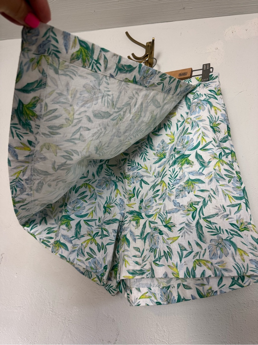 Ellen Tracy Linen Skort Skirt Shorts Green Leaf - Picture 5 of 11